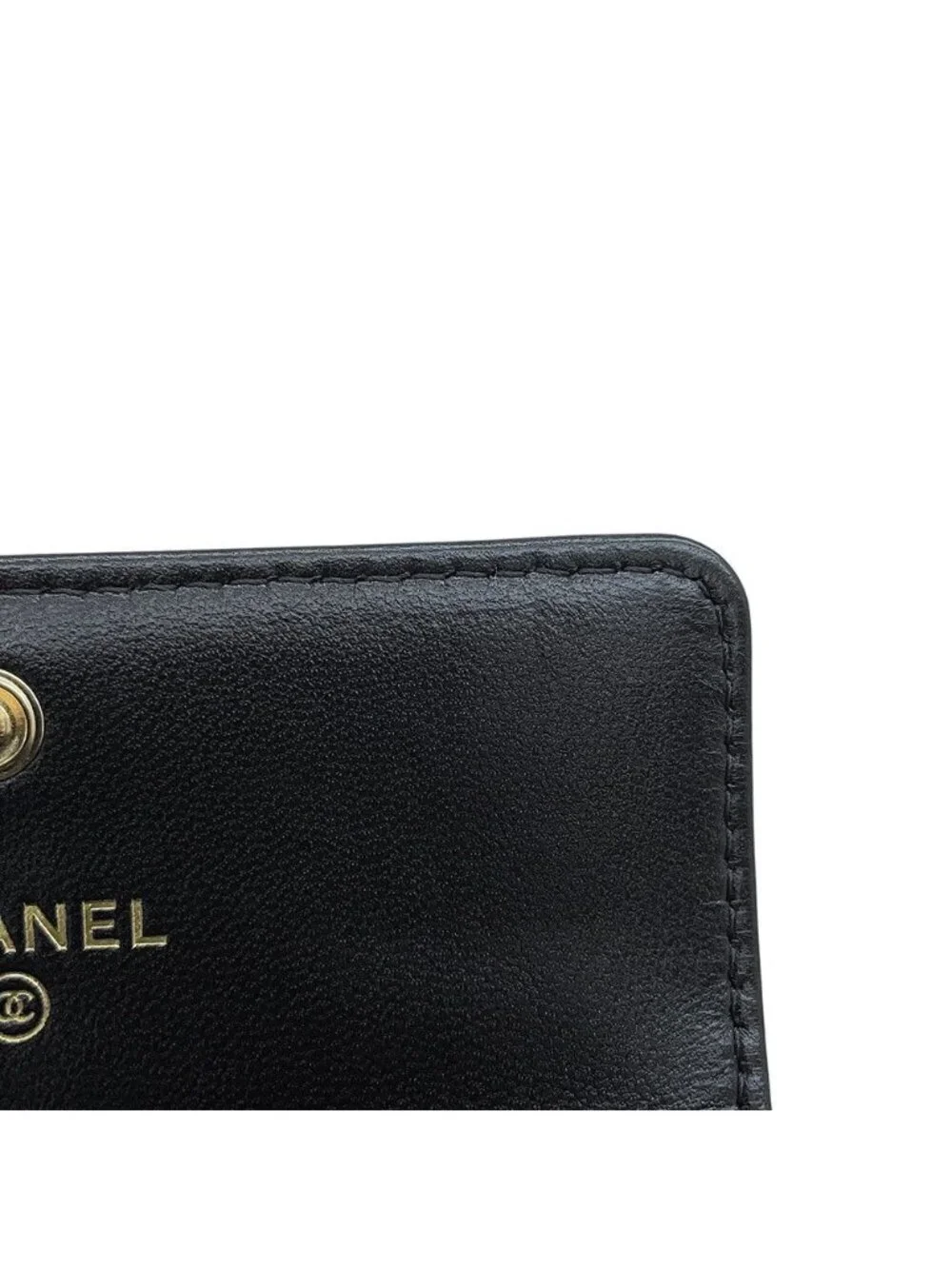 Chanel Card Case Quilted CC Logo Lambskin Business Black
